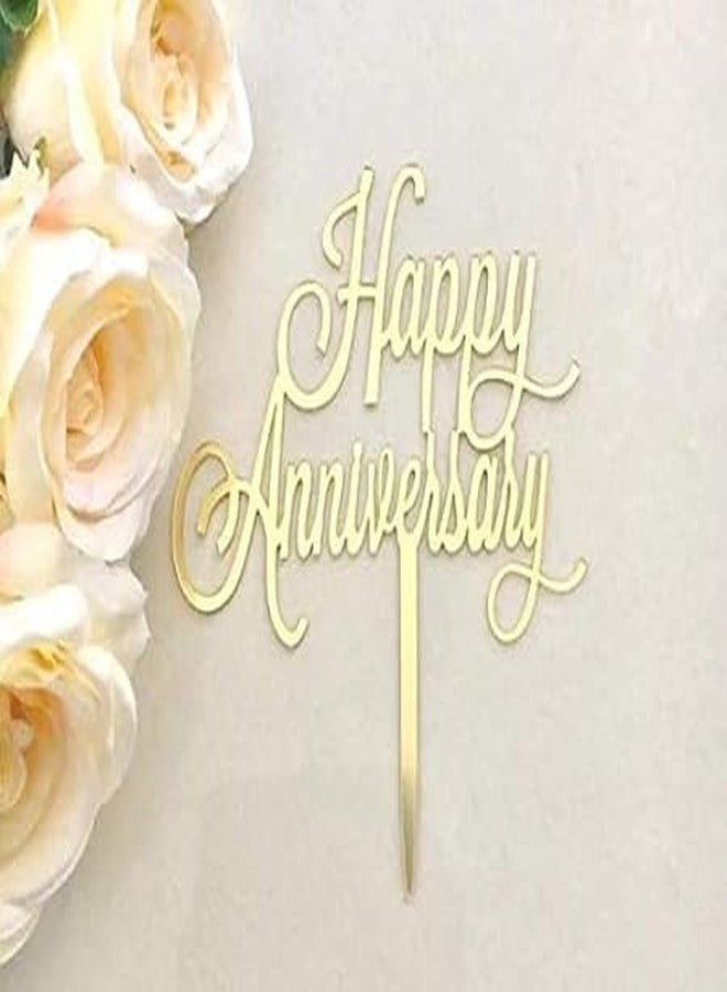BRIJBAZAAR Cake Topper (Happy Anniversary Golden 1pc), Random Design - Image 1